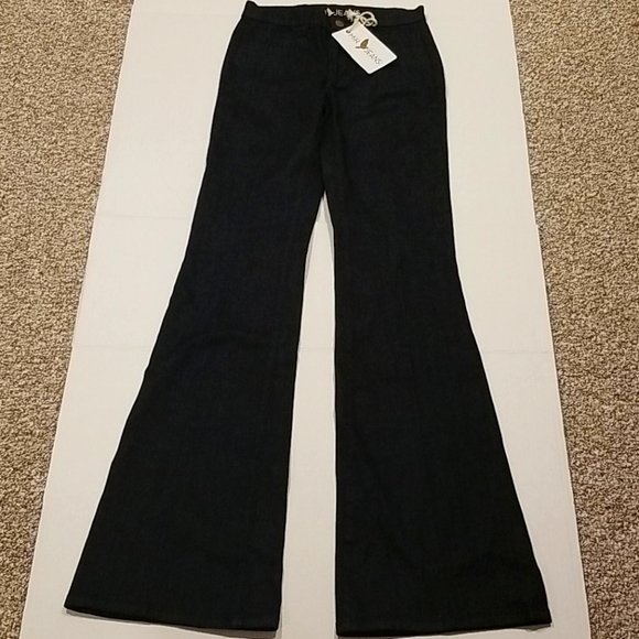 ANTHROPOLOGIE size 25 MIH mid rise kick flare raw wash blue Marrakesh jeans new - Picture 3 of 8